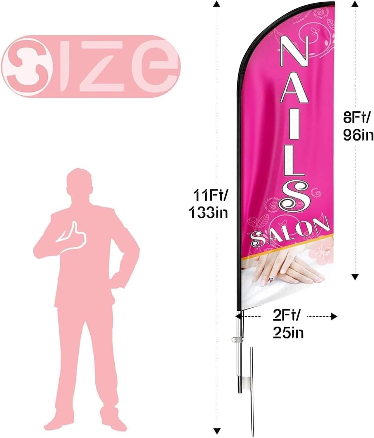 Nail Shop Sign-11FT Nails Salon Feather Flag Kit for Nails Salon Business