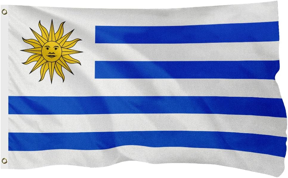 Uruguay Uruguayan Flag for Outside, 400D Heavy Duty Polyester, Double-Sided Printing, Quadruple Stitched Fly Hem, Fade Resistant, 2 Brass Grommets