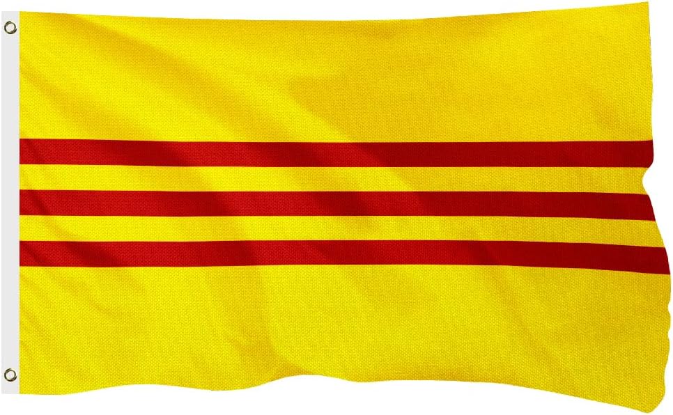 South Vietnam South Vietnamese Flag for Outside, 400D Heavy Duty Polyester, Double-Sided Printing, Quadruple Stitched Fly Hem, Fade Resistant, 2 Brass Grommets