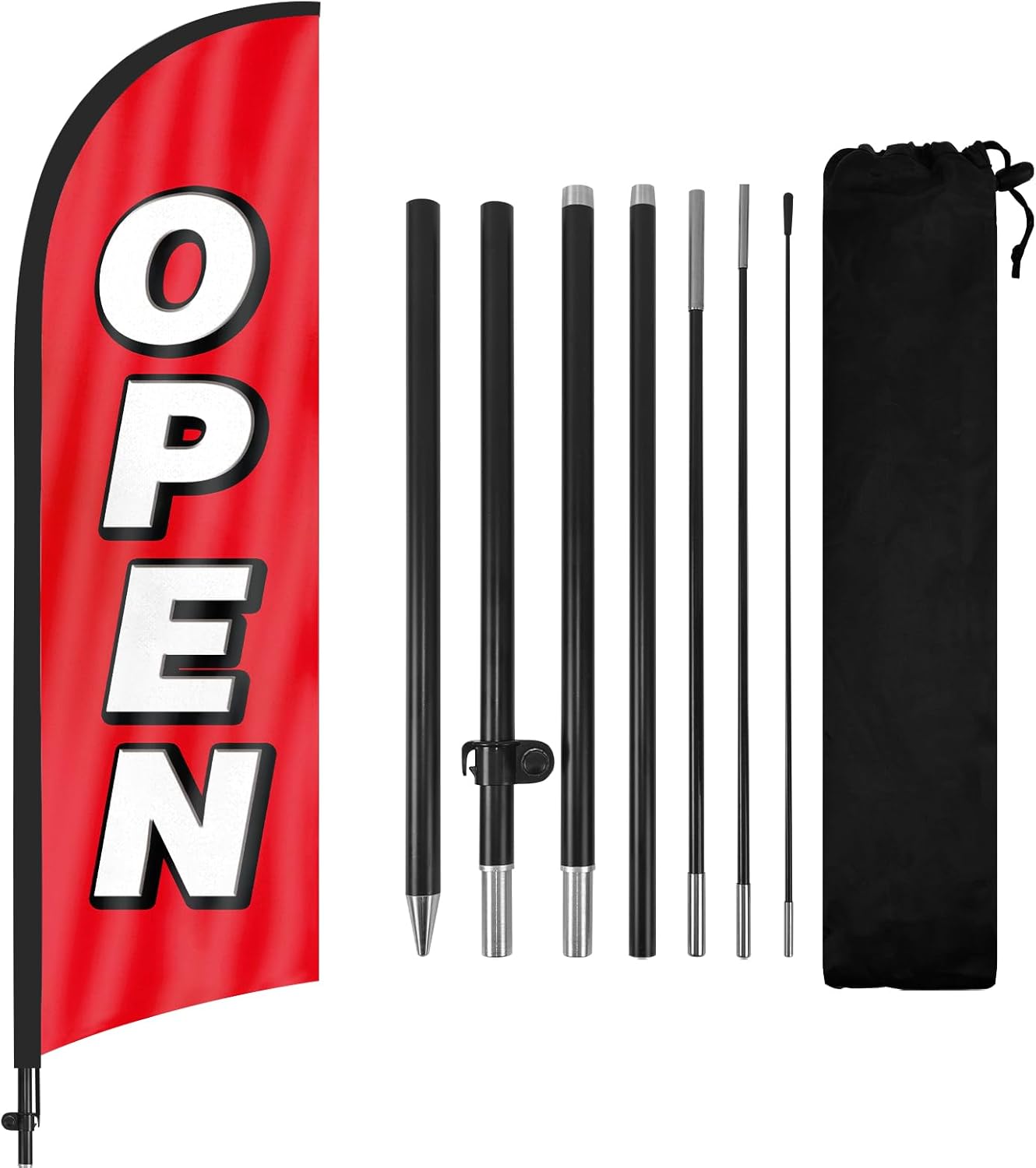 FSFLAG 8ft Open Feather Flag Pole Kit-open flag with  pole and stake