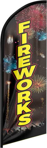 Fireworks Feather Flag: Advertising Banner for Fireworks Business (8ft)