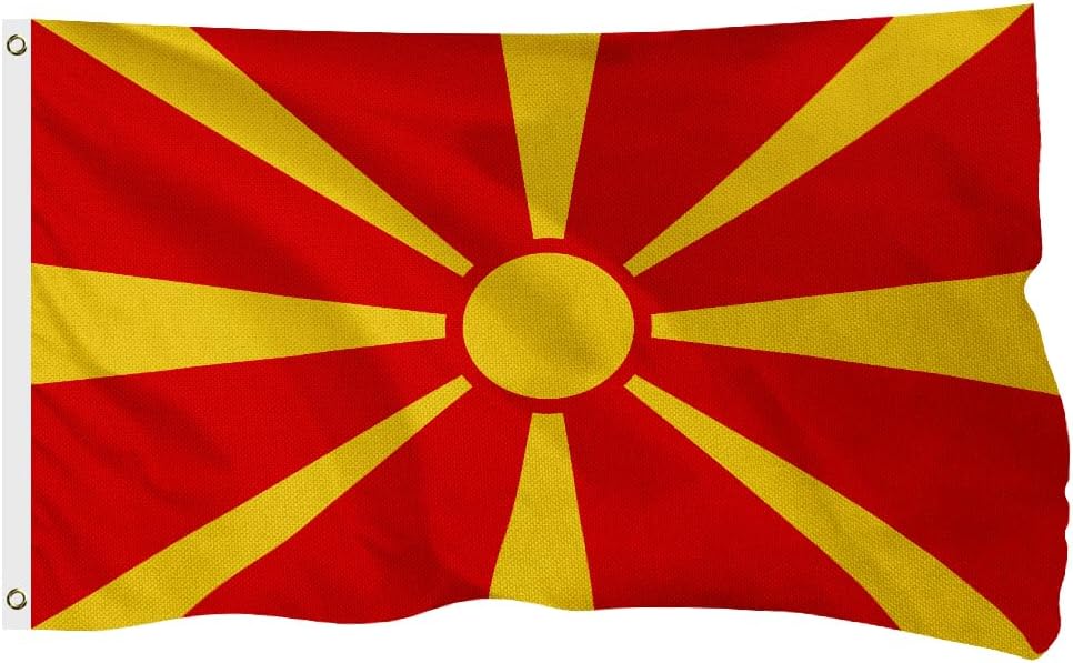 Macedonia Macedonian Flag for Outside, 400D Heavy Duty Polyester, Double-Sided Printing, Quadruple Stitched Fly Hem, Fade Resistant, 2 Brass Grommets