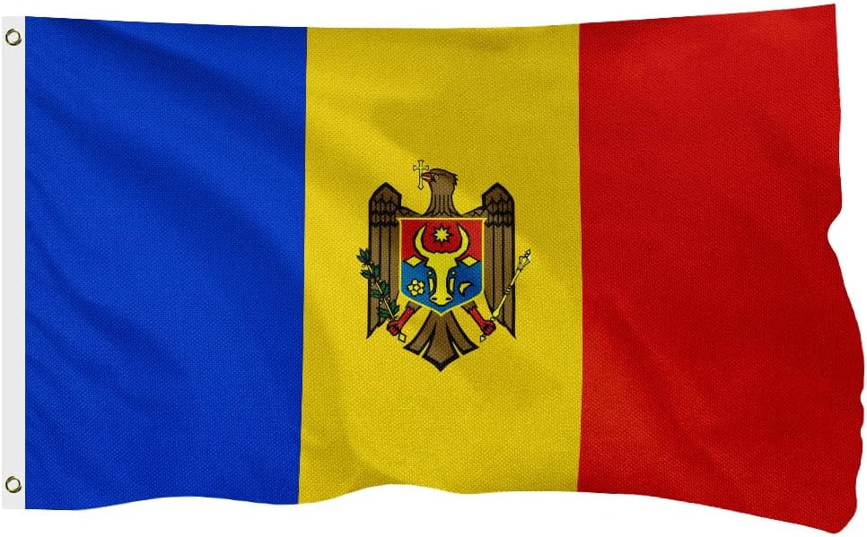 Moldova Moldovan Flag for Outside, 400D Heavy Duty Polyester, Double-Sided Printing, Quadruple Stitched Fly Hem, Fade Resistant, 2 Brass Grommets