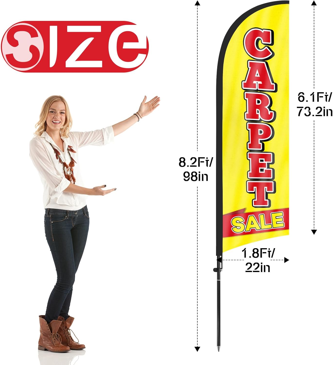 8ft Carpet Sale Feather Flag with Pole and Stake