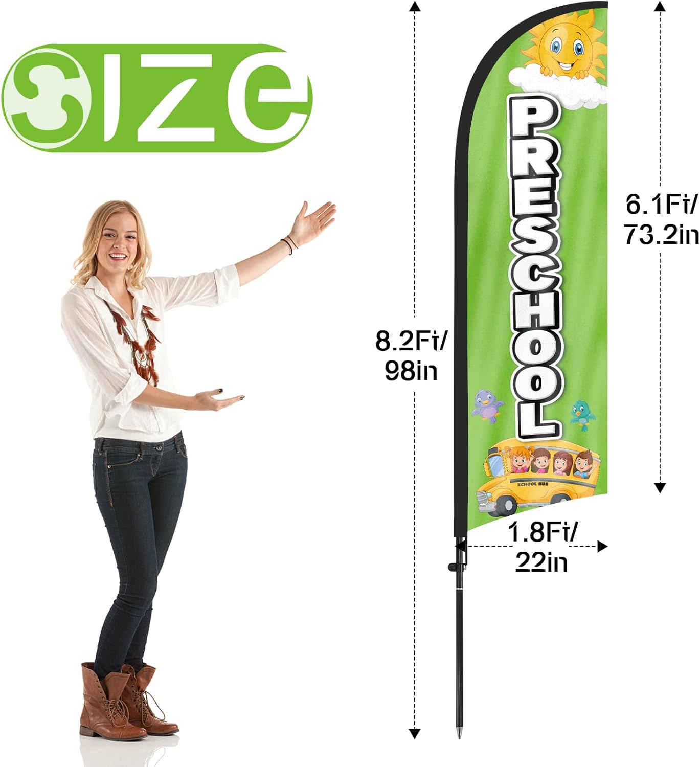 8ft Preschool Feather Flag Pole Kit