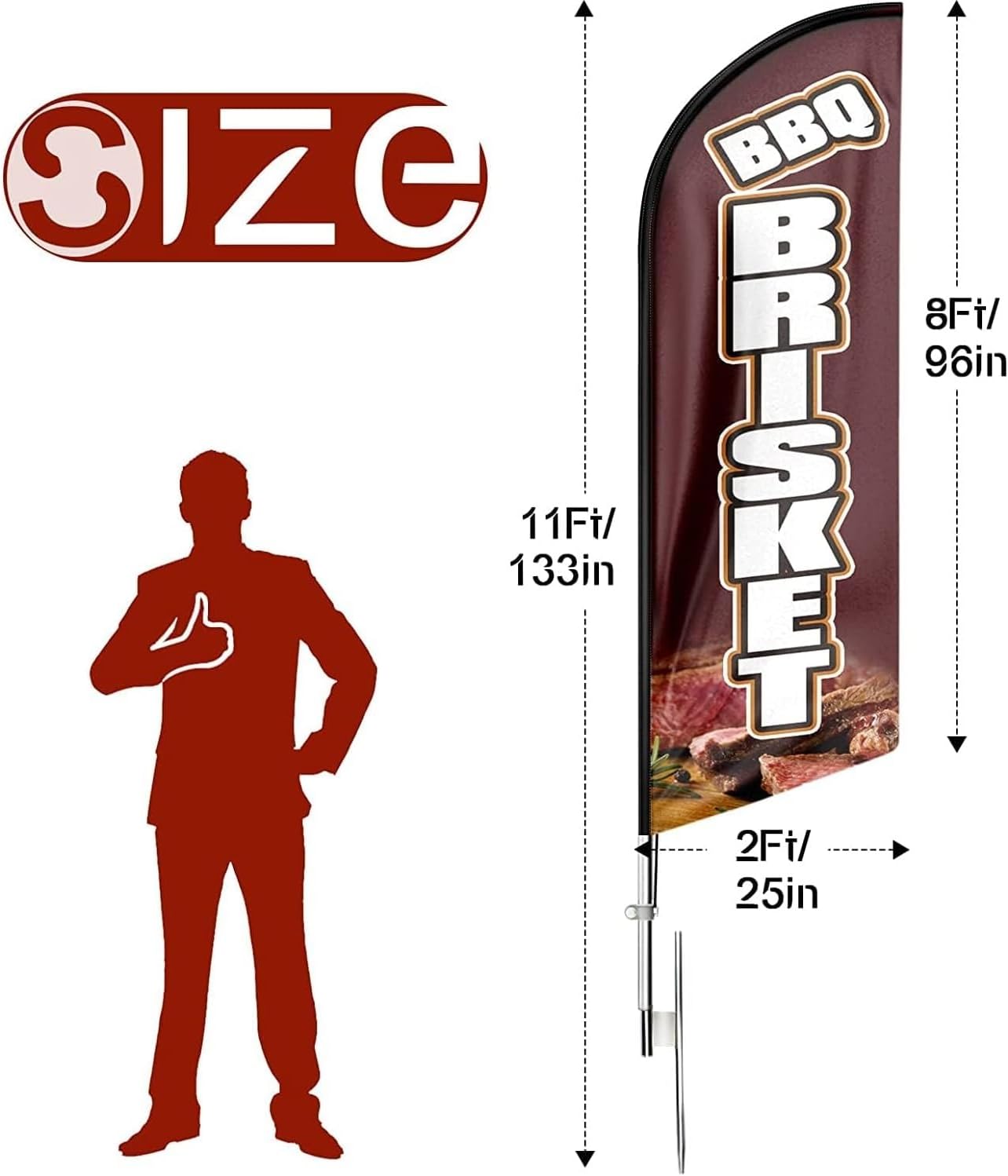 BBQ Flags-FSFLAG BBQ Brisket Swooper Flag Feather Flag Pole Kit