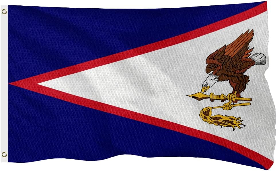 American Samoa Flag for Outside, 400D Heavy Duty Polyester, Double-Sided Printing, Quadruple Stitched Fly Hem, Fade Resistant, 2 Brass Grommets