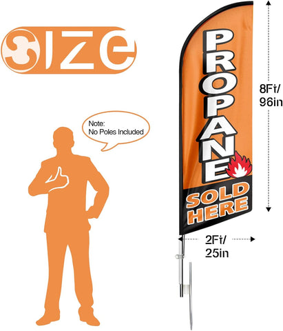 Propane Sold Here Feather Flag: Advertising Banner for Propane Sold Here Business (8ft)