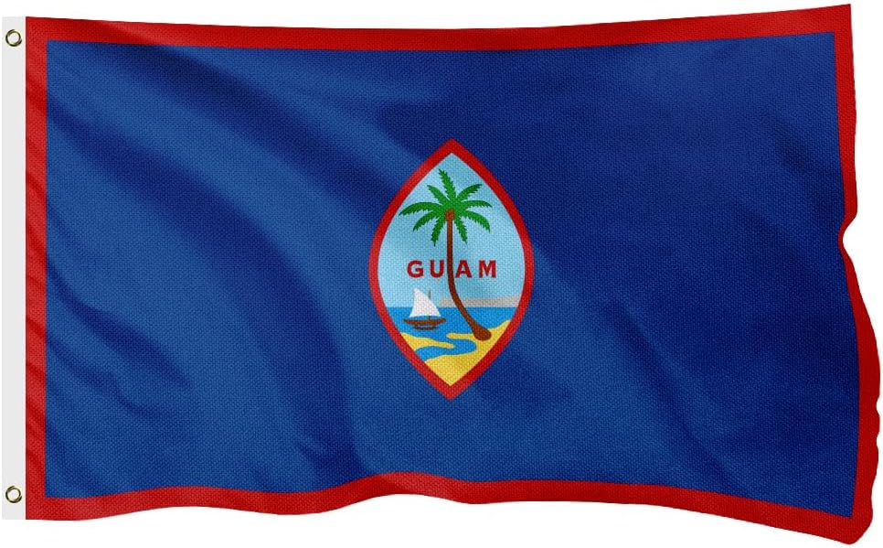 Guam Guamanian Flag for Outside, 400D Heavy Duty Polyester, Double-Sided Printing, Quadruple Stitched Fly Hem, Fade Resistant, 2 Brass Grommets