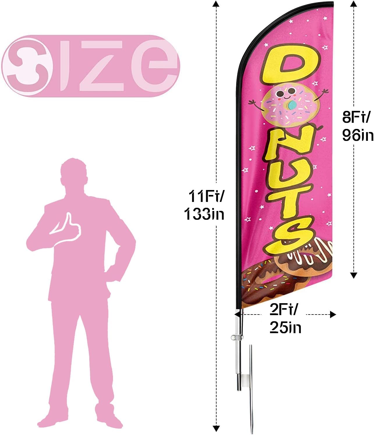 Donut Sign-FSFLAG 11ft Donuts Swooper Flag Feather Flag Pole Kit