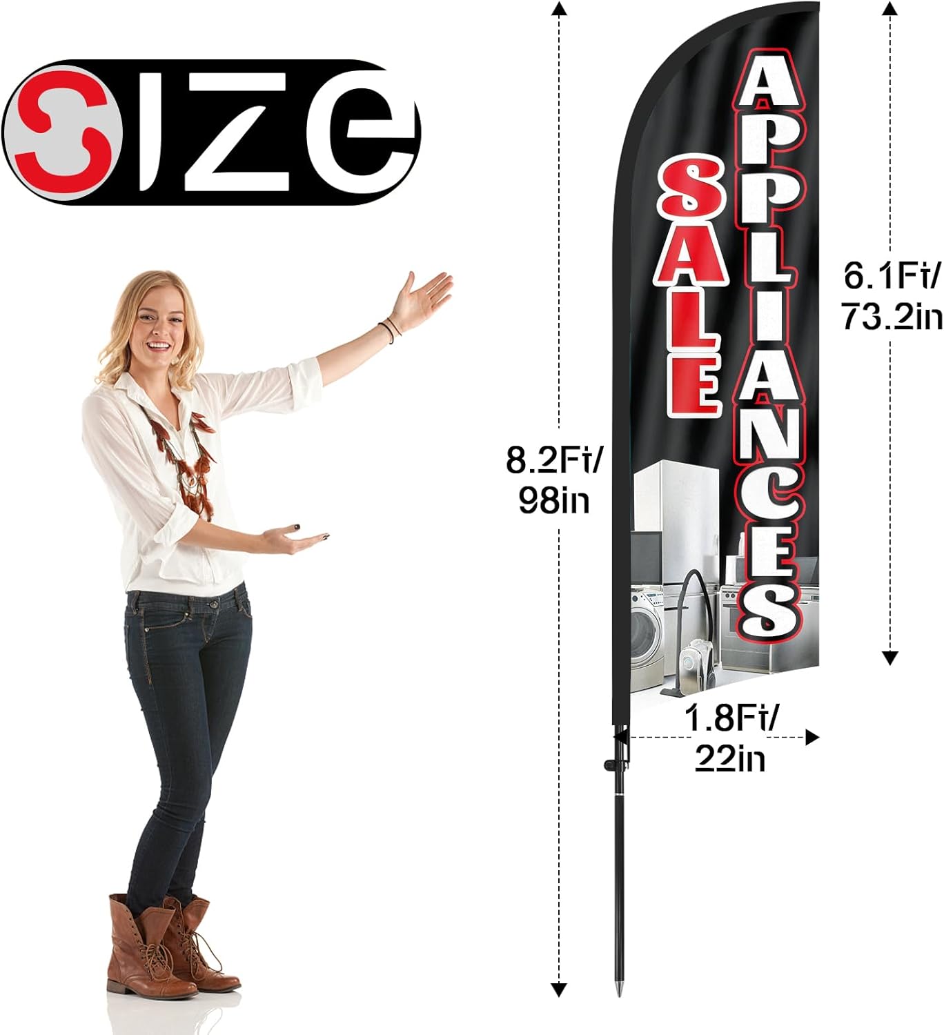 8ft Appliances Sale Feather Flag with Pole and Stake