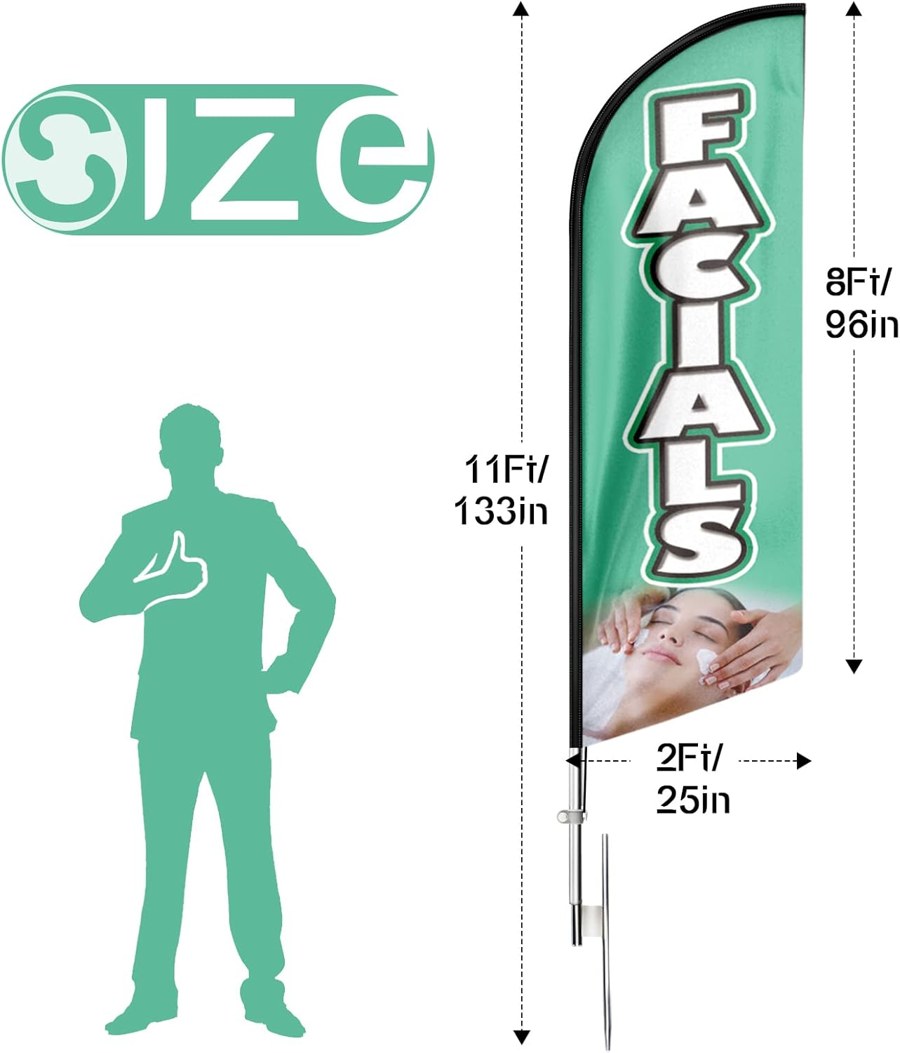 FSFLAG Facials Feather Flag Kit: 11ft Advertising Banner for Facials Business