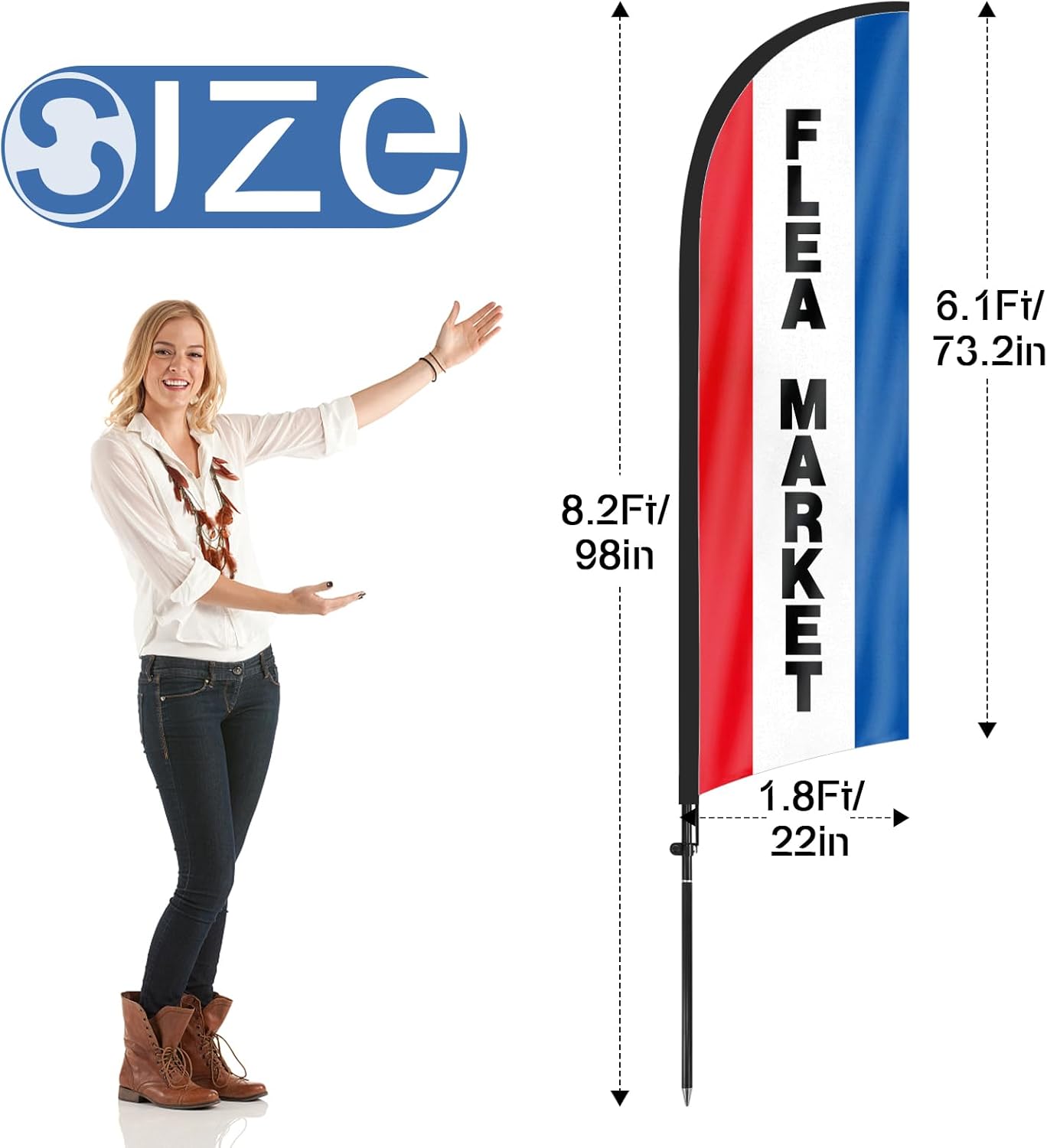 8ft Flea Market Feather Flag with Pole and Stake
