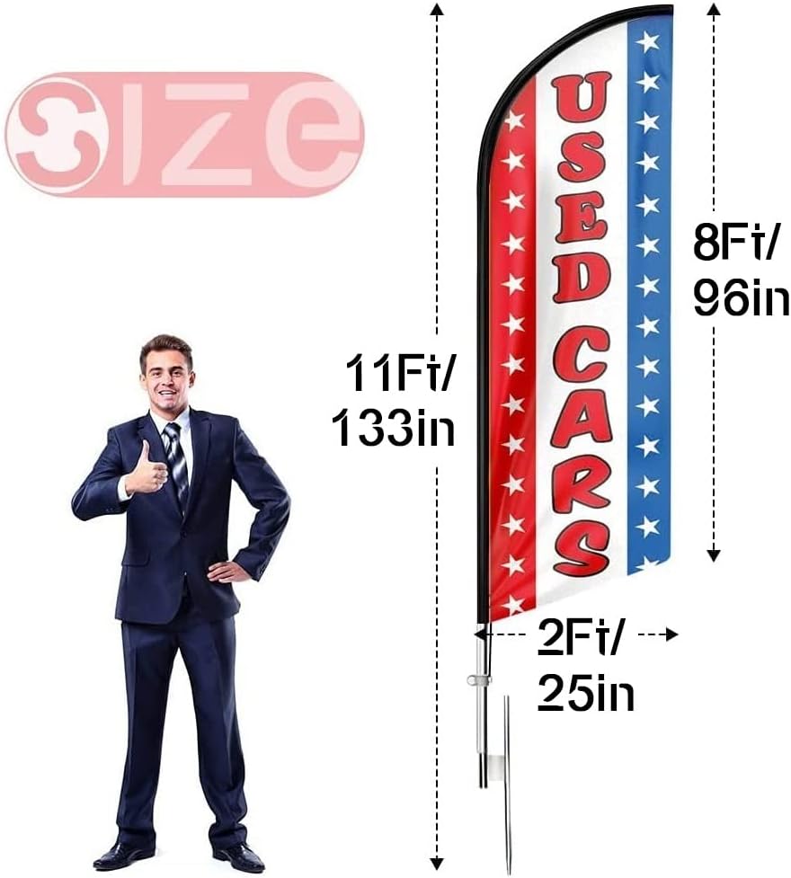 Used Car Signs-11ft Used Cars Sale Feather Flags for Second-hand Car Auto Dealer Business