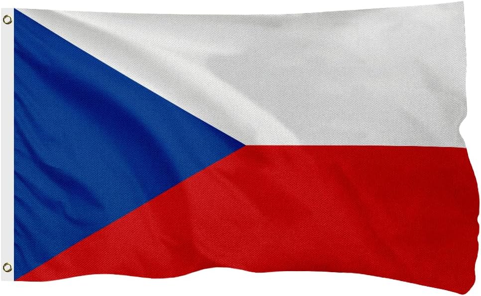 Czech Republic Czechia Czech Flag for Outside, 400D Heavy Duty Polyester, Double-Sided Printing, Quadruple Stitched Fly Hem, Fade Resistant, 2 Brass Grommets