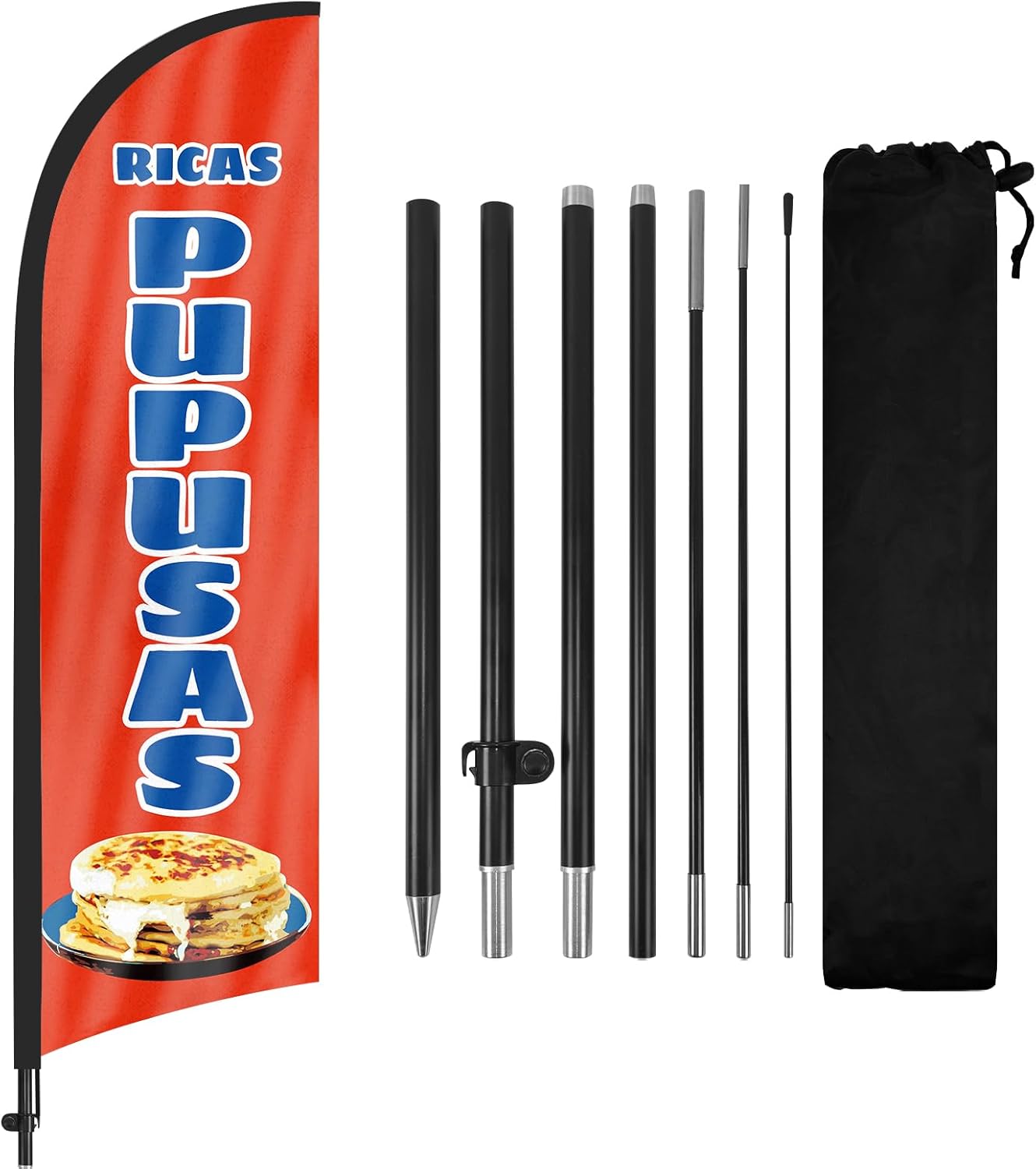Mexican Banner-8ft Ricas Pupusas Feather Flag Kit with Pole and Stake