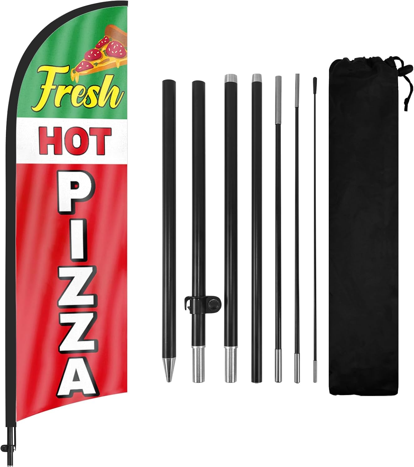 Pizza Sign Flag Kit-8ft Pizza Feather Flag Kit with Pole and Stake