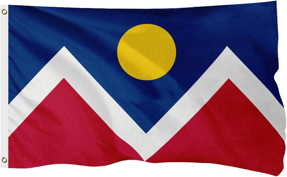 Denver City Flag for Outside, 400D Heavy Duty Polyester, Double-Sided Printing, Quadruple Stitched Fly Hem, Fade Resistant, 2 Brass Grommets