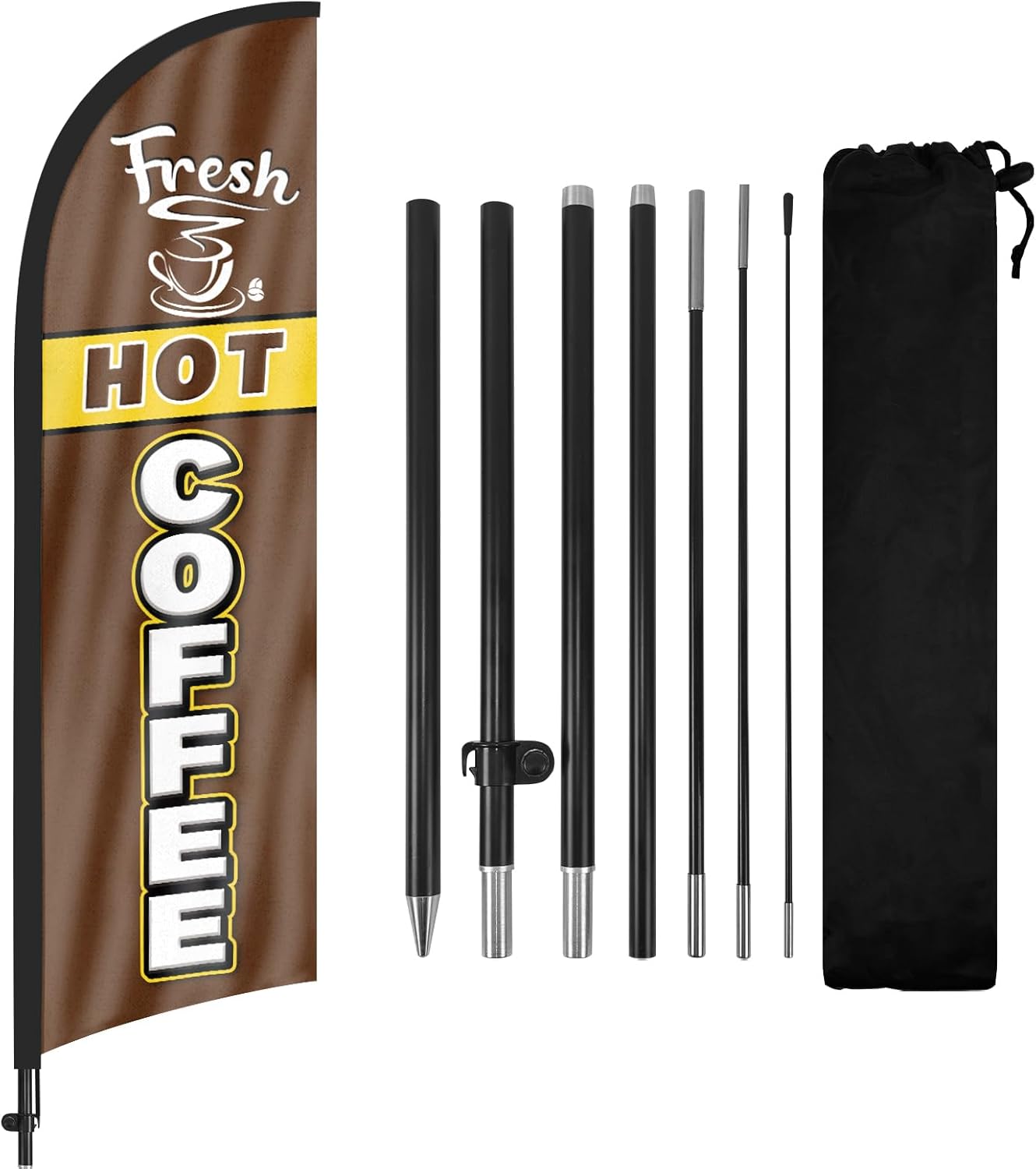8ft Fresh Hot Coffee Feather Flag with Pole and Stake