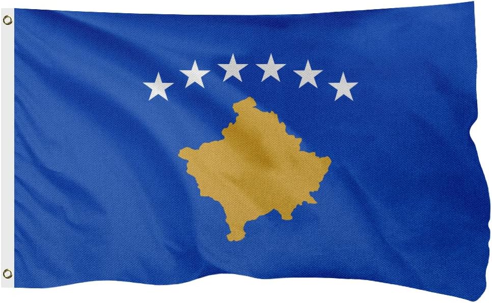 Kosovo Kosovar Flag for Outside, 400D Heavy Duty Polyester, Double-Sided Printing, Quadruple Stitched Fly Hem, Fade Resistant, 2 Brass Grommets
