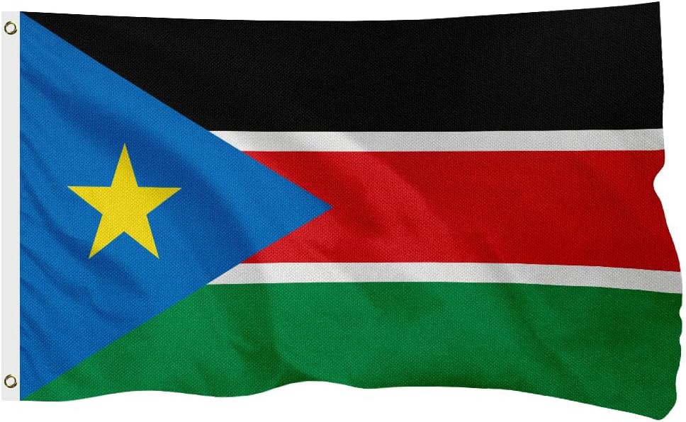 South Sudan South Sudanese Flag for Outside, 400D Heavy Duty Polyester, Double-Sided Printing, Quadruple Stitched Fly Hem, Fade Resistant, 2 Brass Grommets