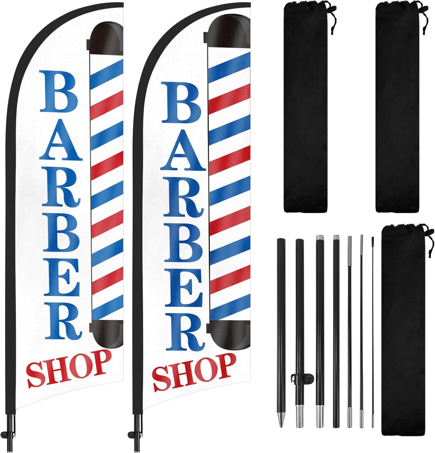 Barber Shop Flag-8Ft Swooper Feather Flag Banner Sign 2Pack