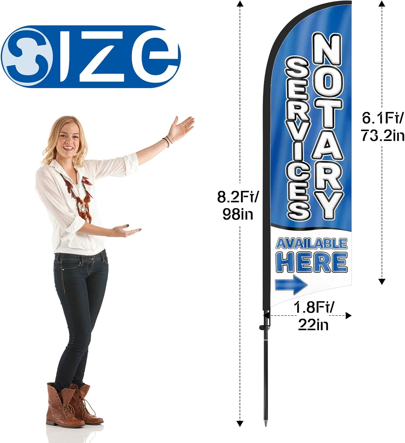 Notary Services Available Here Feather Flag: Advertising Banner for Notary Services (8ft)