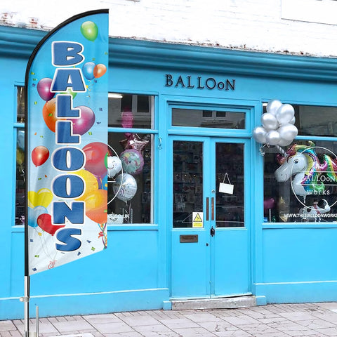 Balloons Feather Flag: Advertising Banner for Balloons Business (8ft)