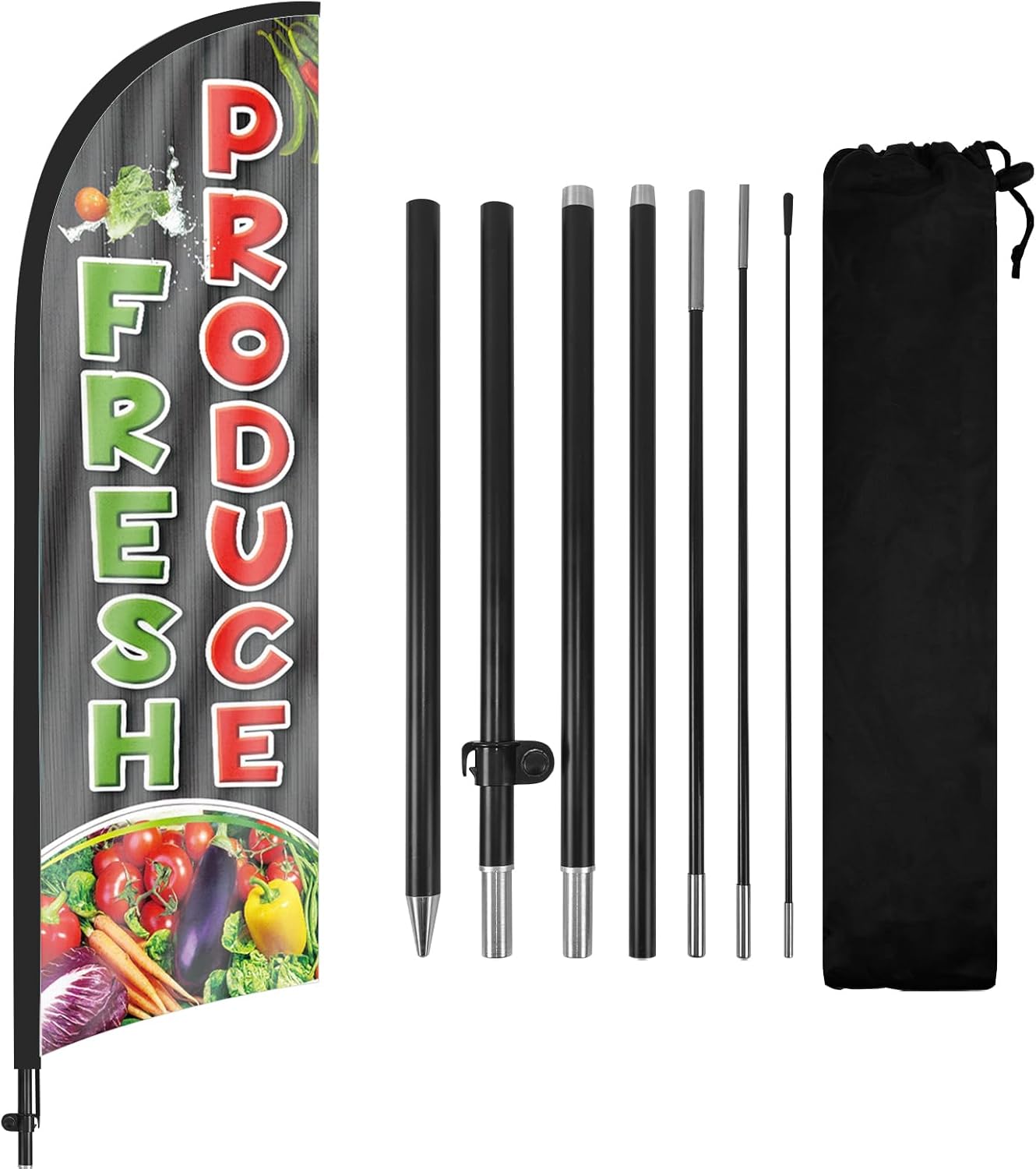 8ft Fresh Produce Feather Flag Kit-agriculture flags with Pole and Stake
