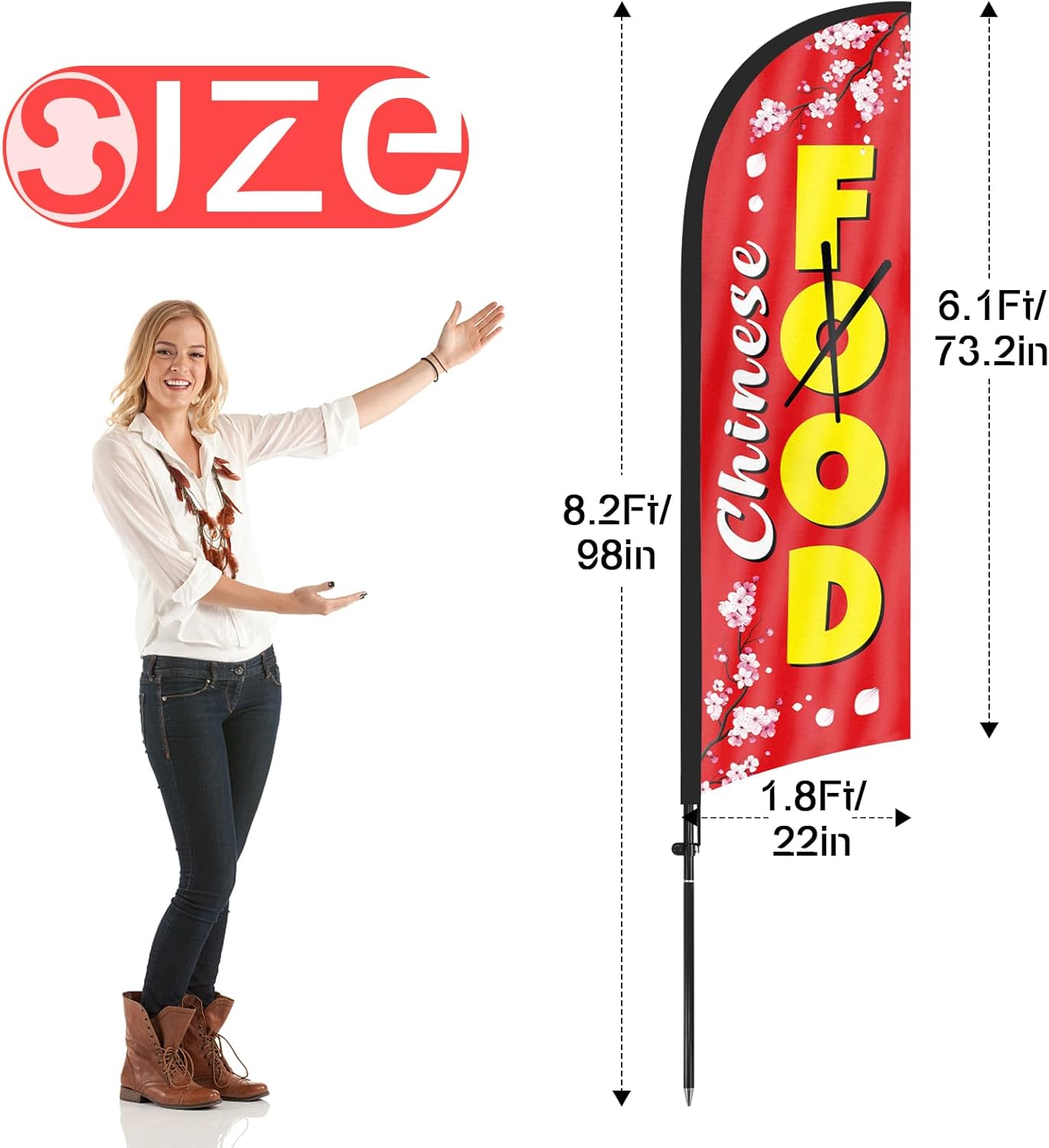 8ft Chinese Food Feather Flag with Pole and Stake