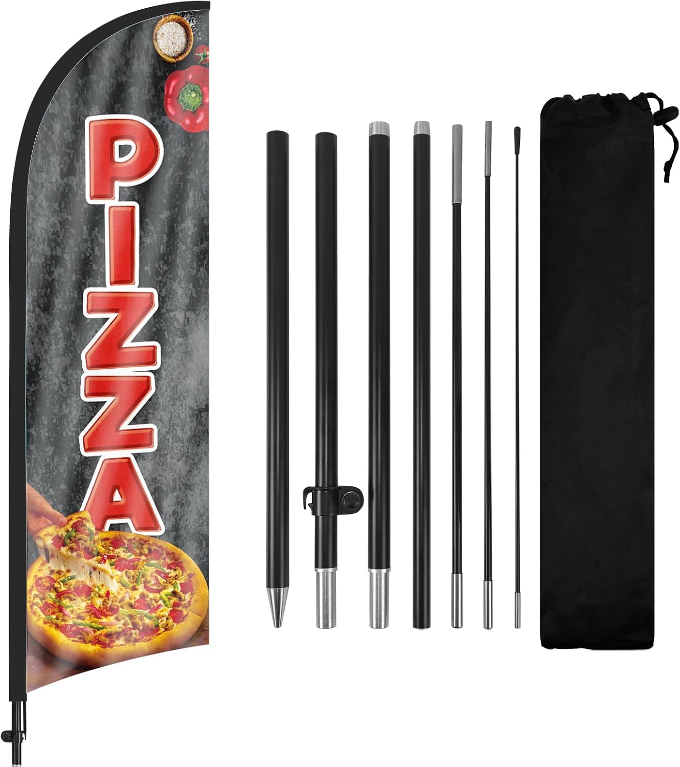 Pizza Flag Kit-8ft Pizza Feather Flag Kit with Pole and Stake