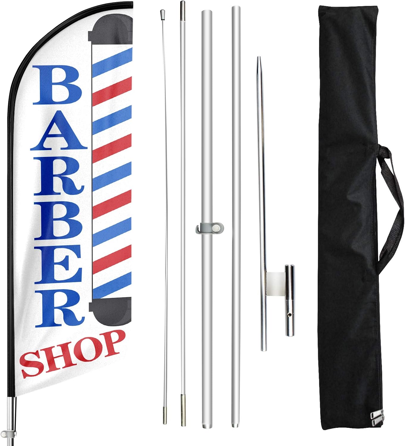 Barber Shop Flag-11ft Barber Flag with Pole Kit for Barbershop Business