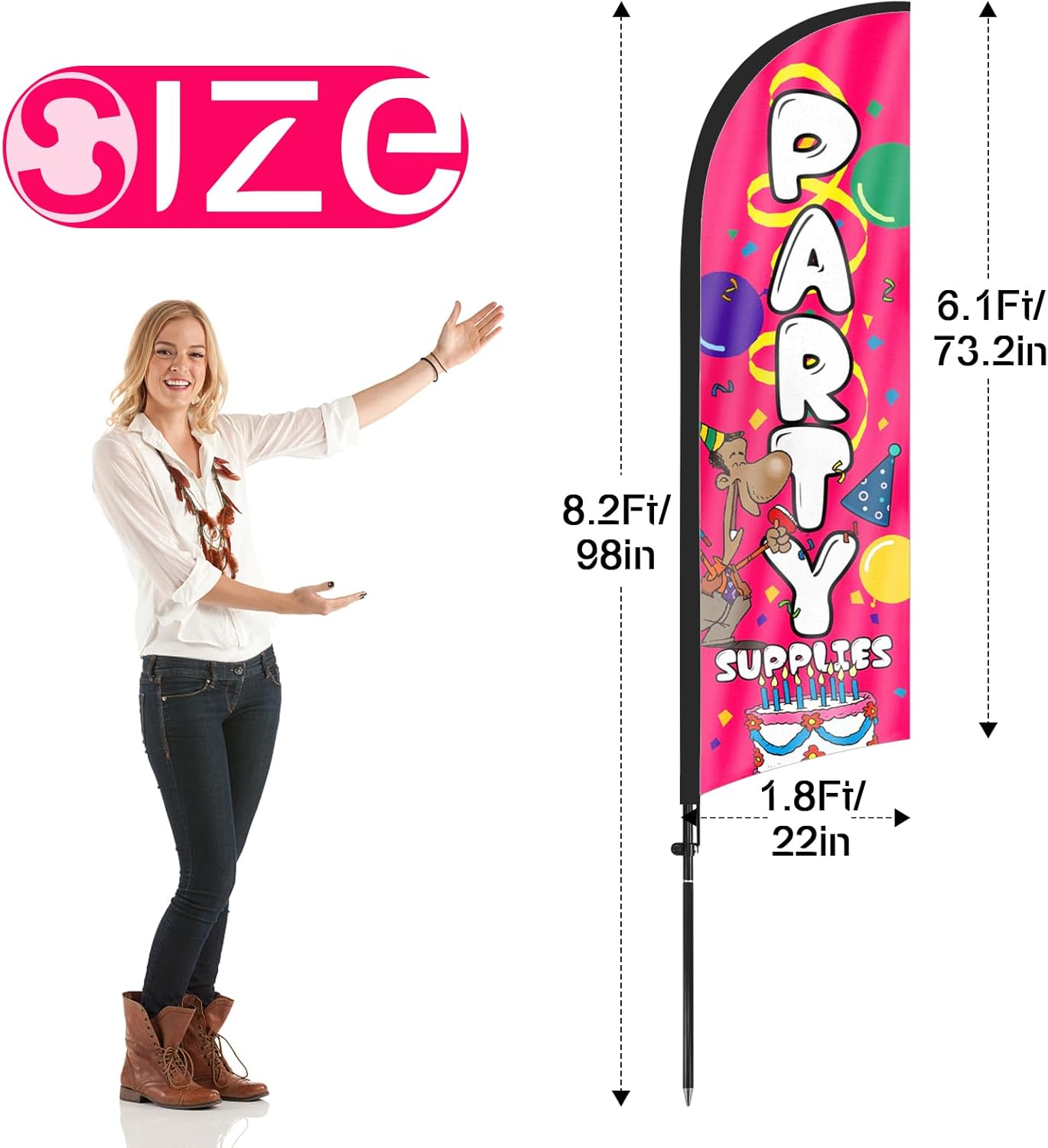 8ft Party Supplies Feather Flag with Pole and Stake