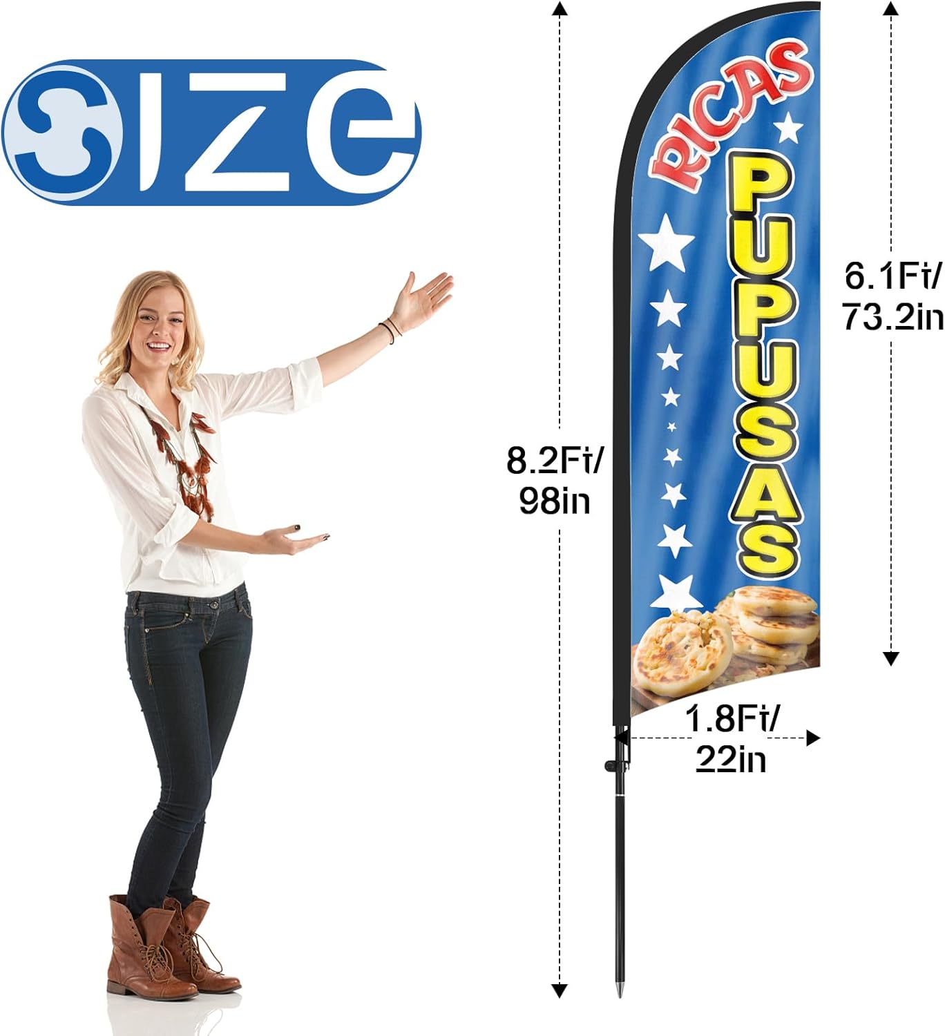 8ft Ricas Pupusas Feather Flag Kit with Pole and Stake