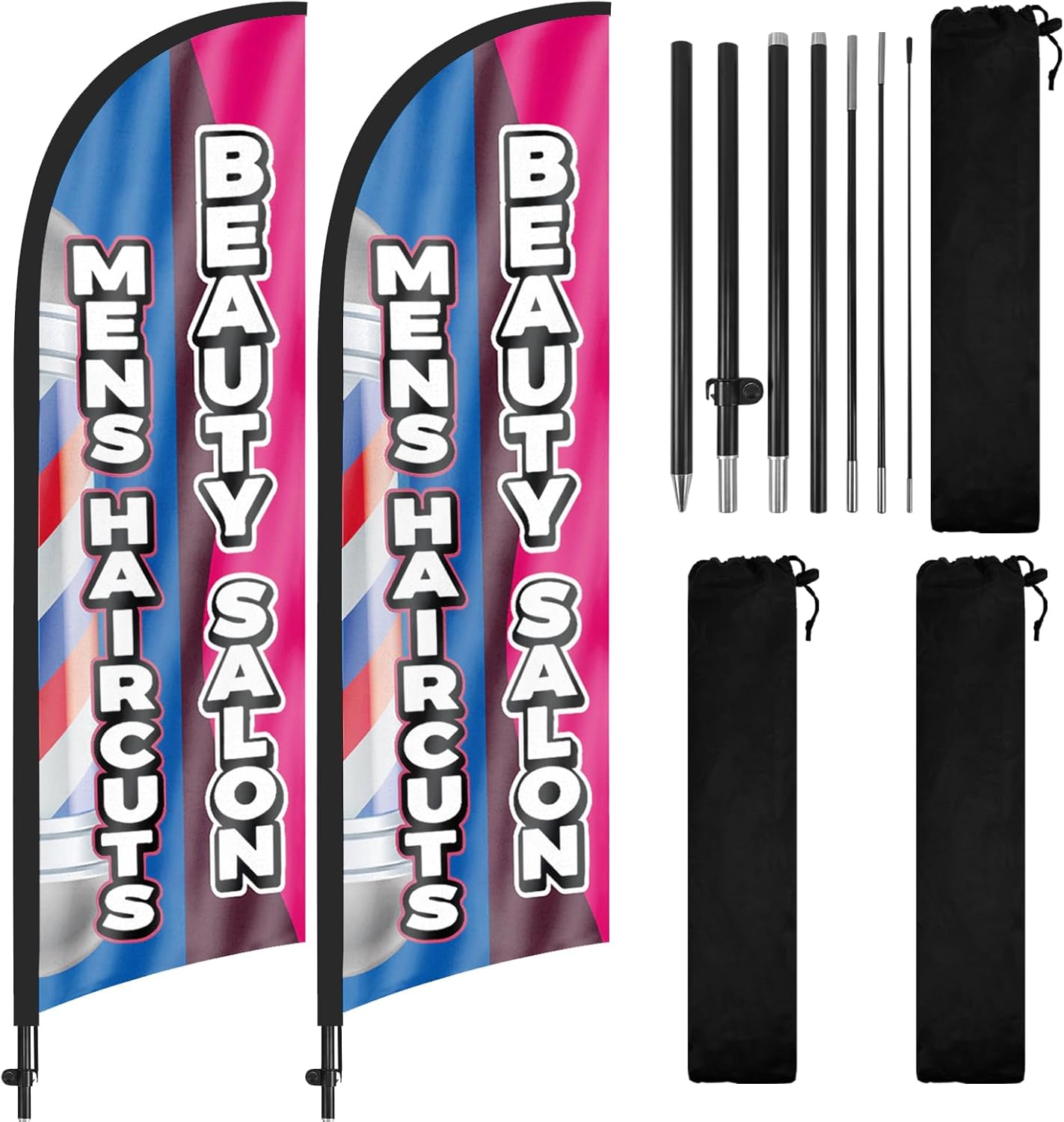 8FT Swooper Flag Sign for Barber Shop Beauty Salon Business 2Pack