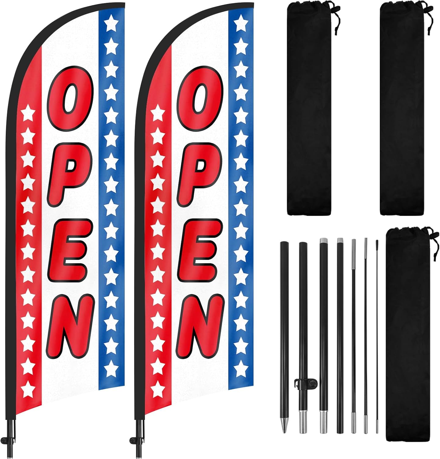 8FT Open Signs Swooper Flag for Outside Businesses 2Pack - FSFlag
