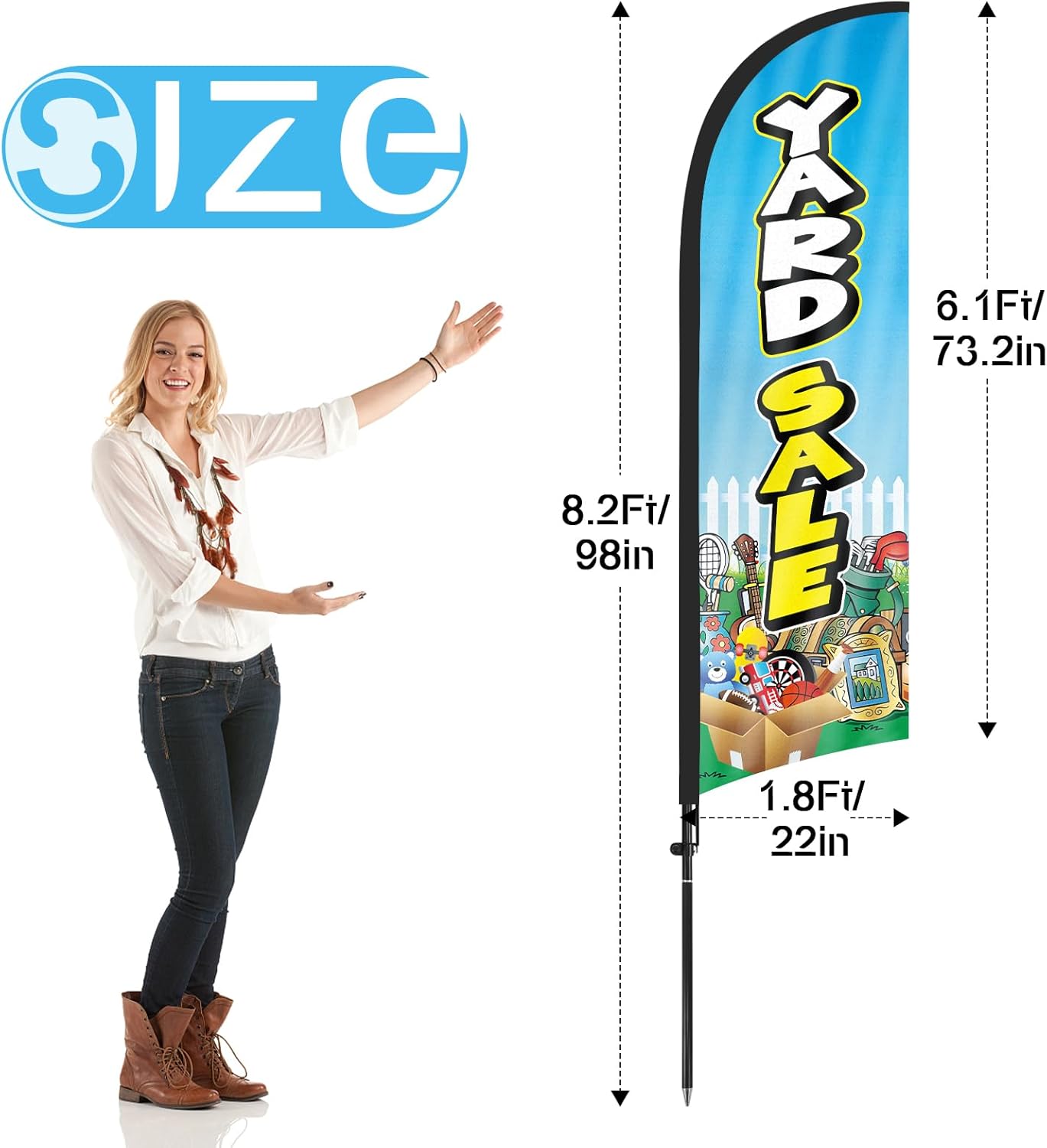 Yard Sale Signs-8FT Yard Sale Feather Flags with Pole and Ground Stake