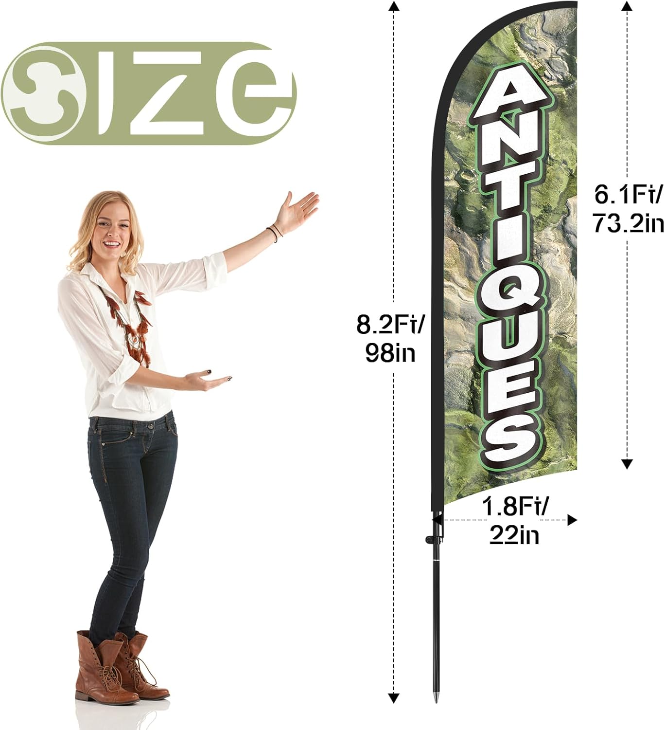 8ft Antiques Feather Flag Pole Kit