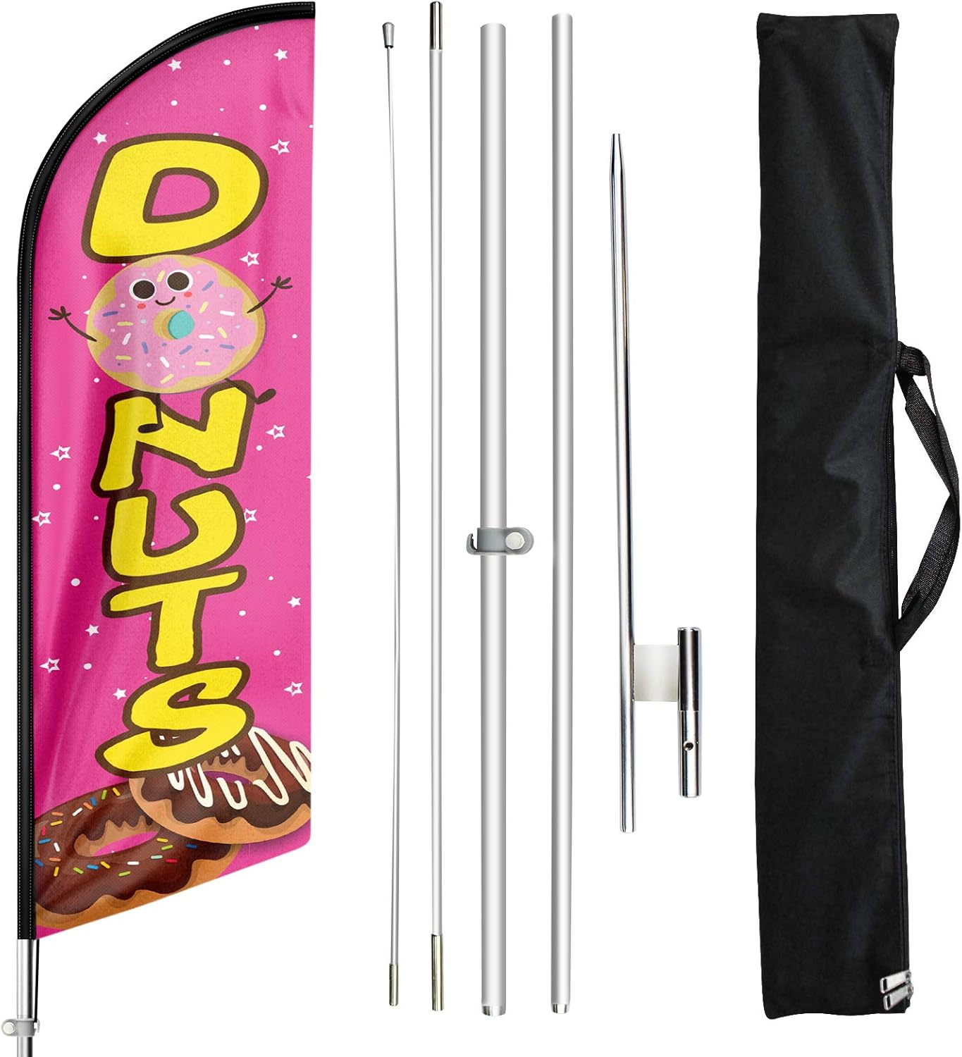 Donut Sign-FSFLAG 11ft Donuts Swooper Flag Feather Flag Pole Kit