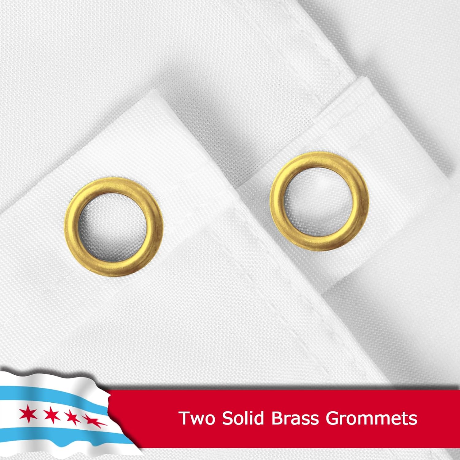 Chicago City Flag for Outside, 400D Heavy Duty Polyester, Double-Sided Printing, Quadruple Stitched Fly Hem, Fade Resistant, 2 Brass Grommets