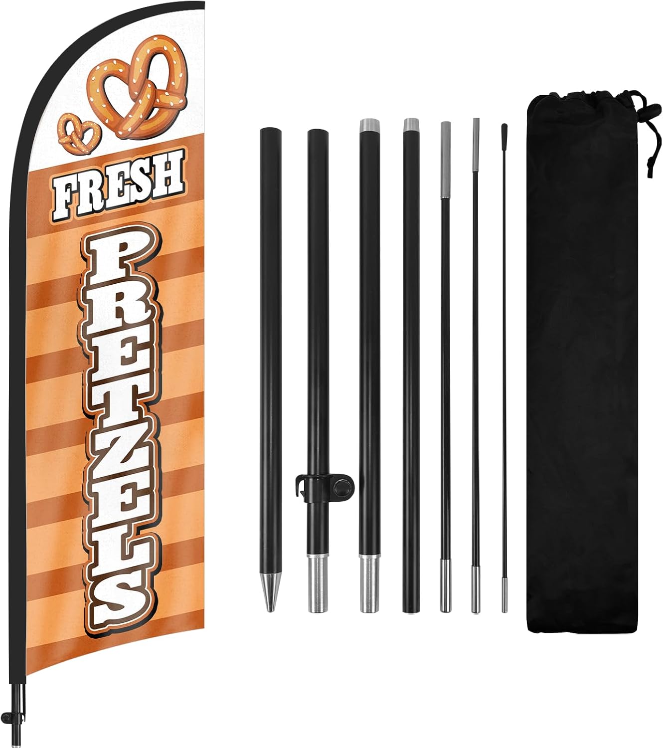 8ft Fresh Pretzels Feather Flag with Pole and Stake