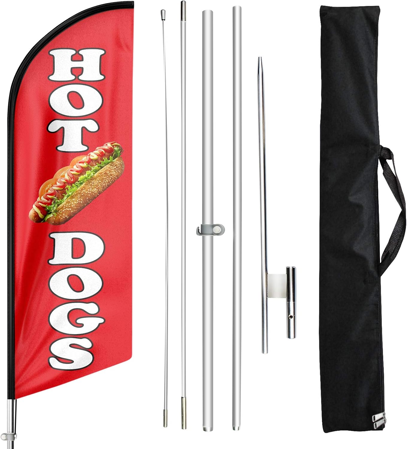 Hot Dog Flags-11tf Hot Dogs Swooper Flag Food Restaurant Feather Flag Pole Kit
