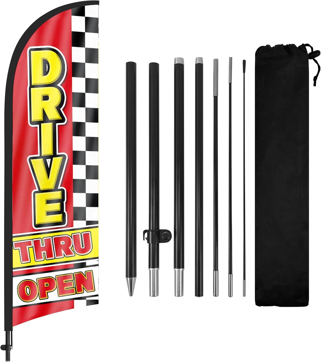 8ft Drive Thru Open Feather Flag with Pole and Stake