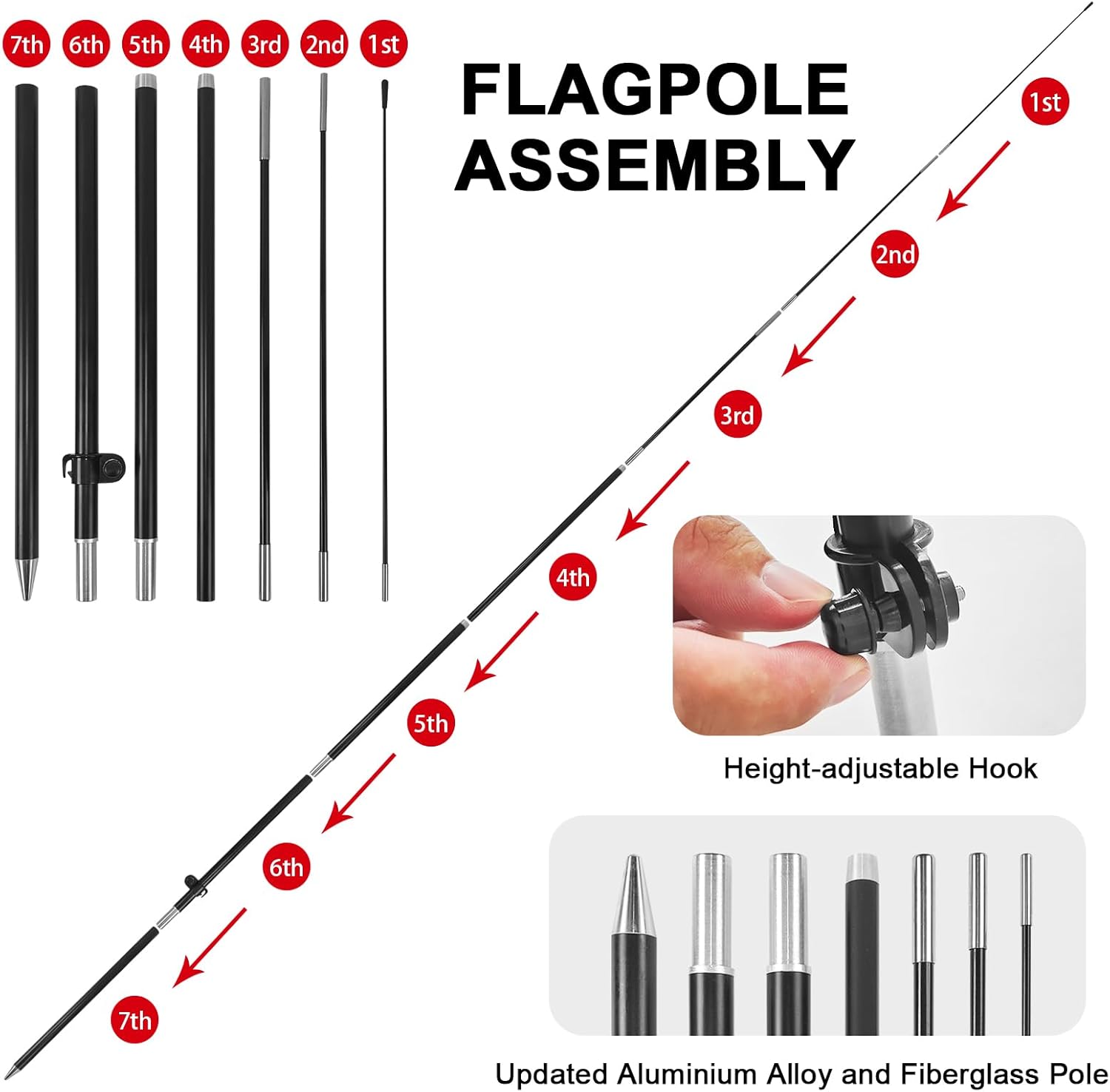 8FT For Lease Feather Flag Pole Kit