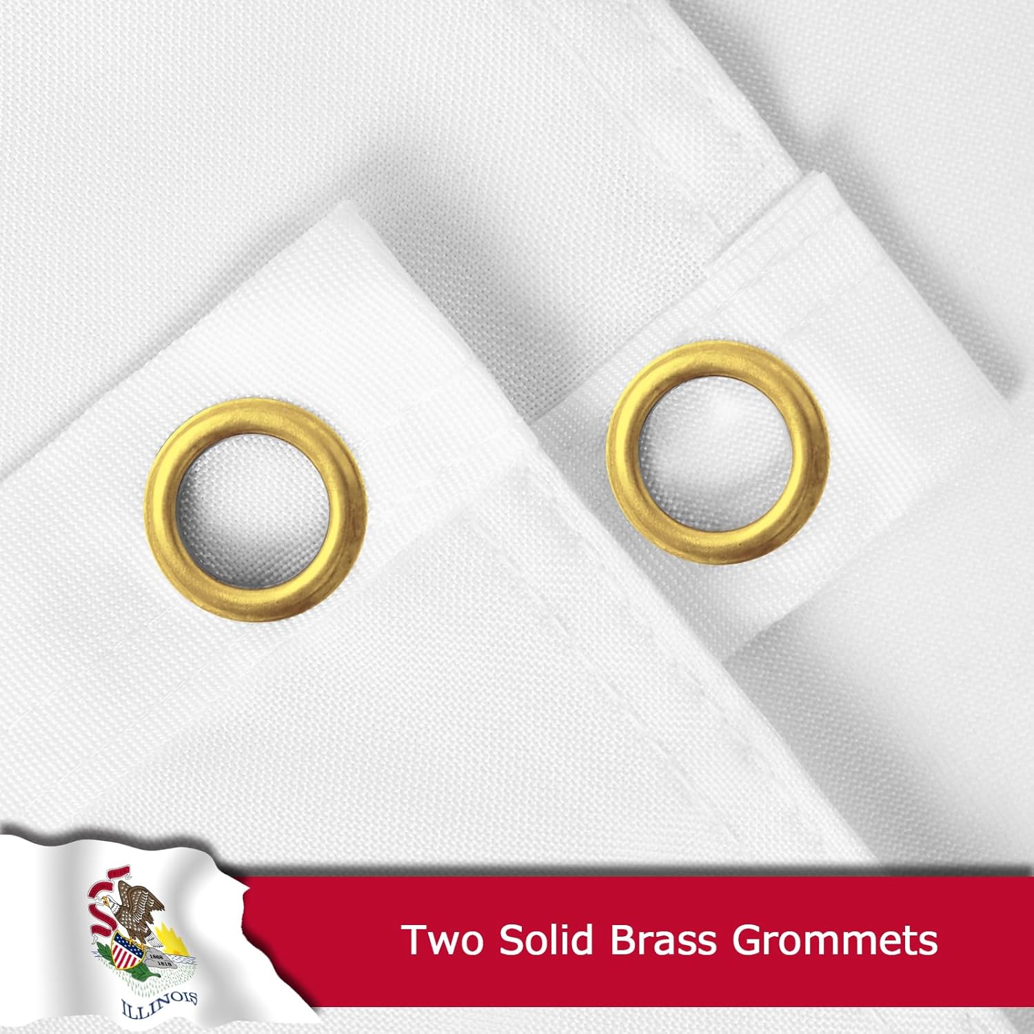 Illinois State Flag for Outside, 400D Heavy Duty Polyester, Double-Sided Printing, Quadruple Stitched Fly Hem, Fade Resistant, 2 Brass Grommets