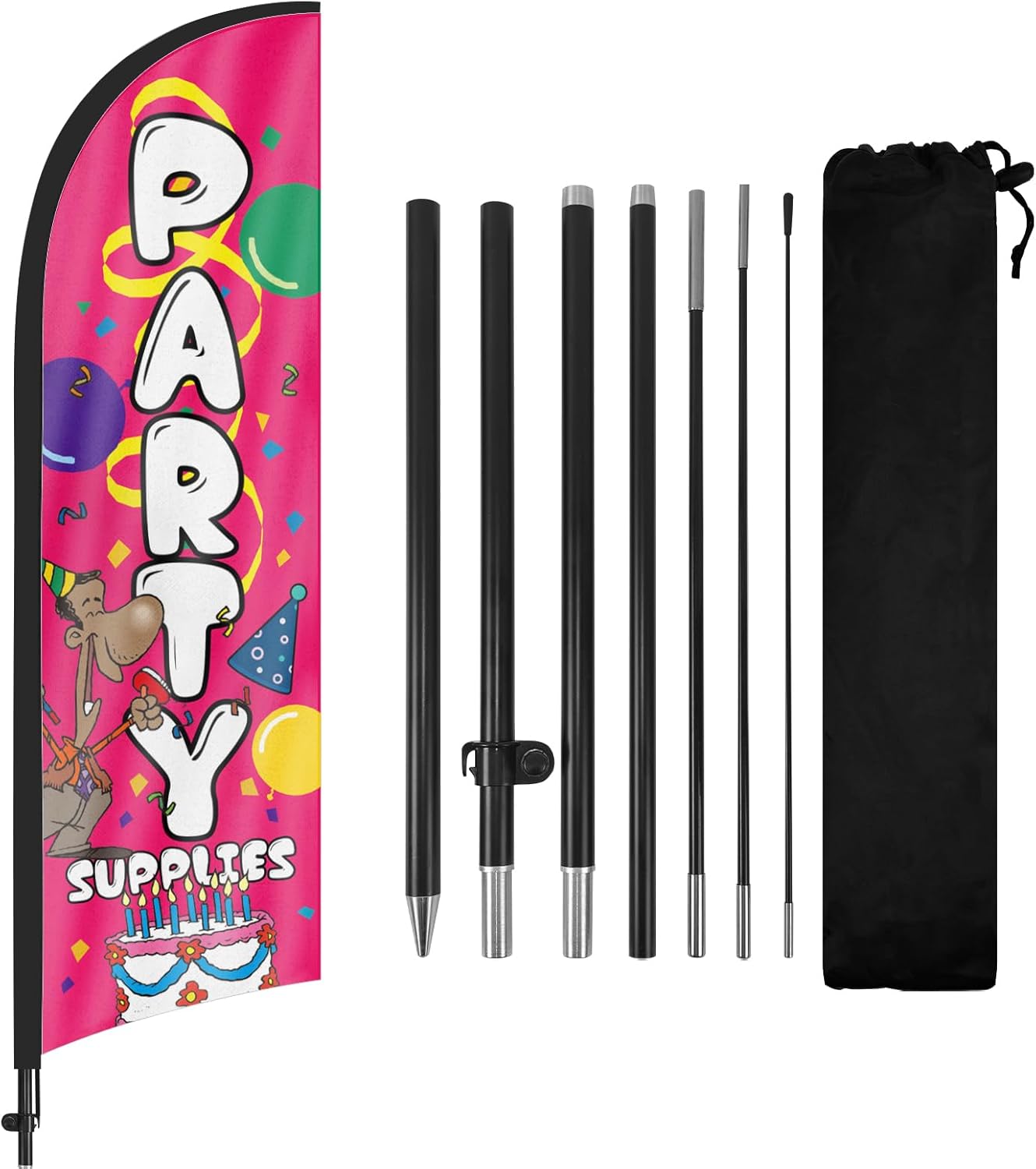 8ft Party Supplies Feather Flag with Pole and Stake