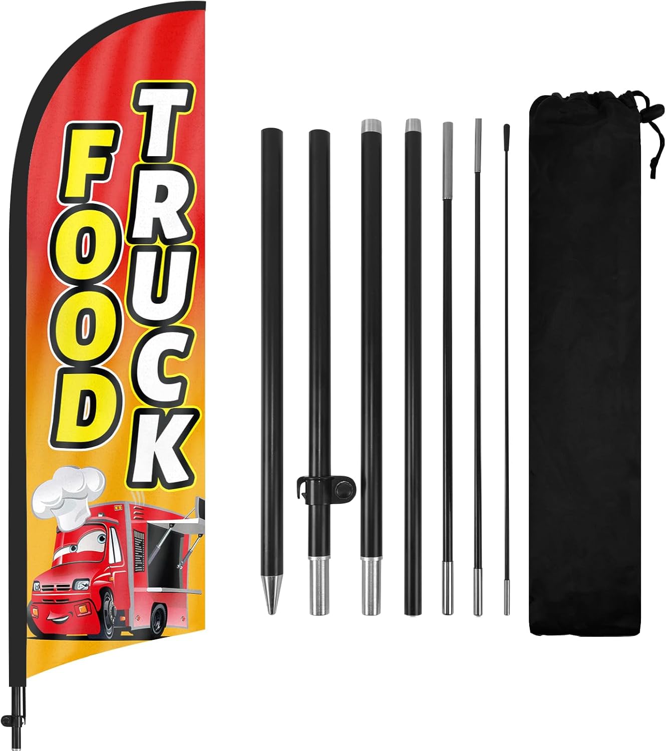 Food Truck Signs-8Ft Food Truck Feather Flags with Pole and Ground Stake