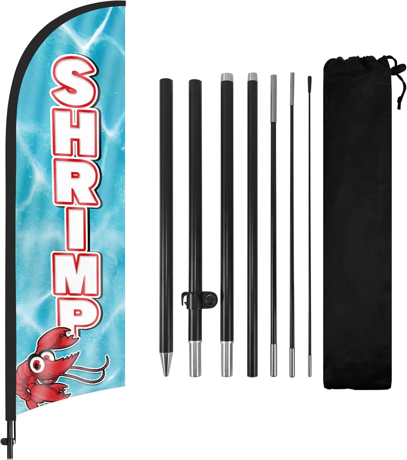 8ft Shrimp Feather Flag with Pole and Stake