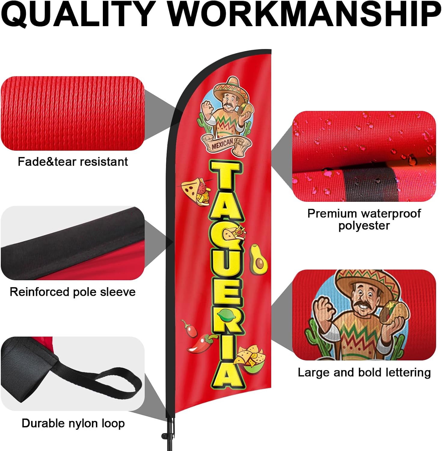 8ft Taqueria Feather Flag Kit with Pole and Stake