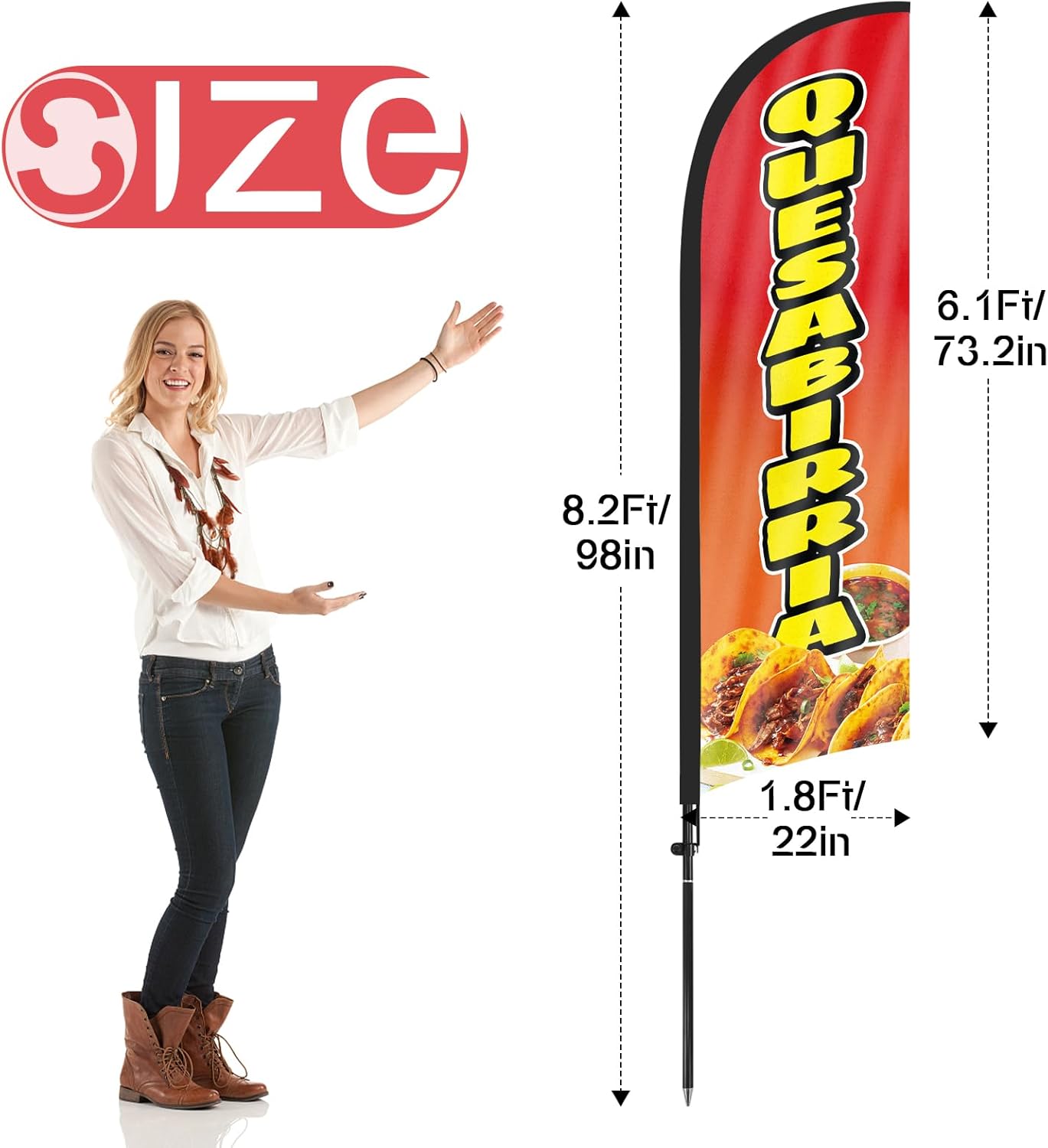 Mexican Food banner-8ft Quesabirria Feather Flag Kit with Pole and Stake